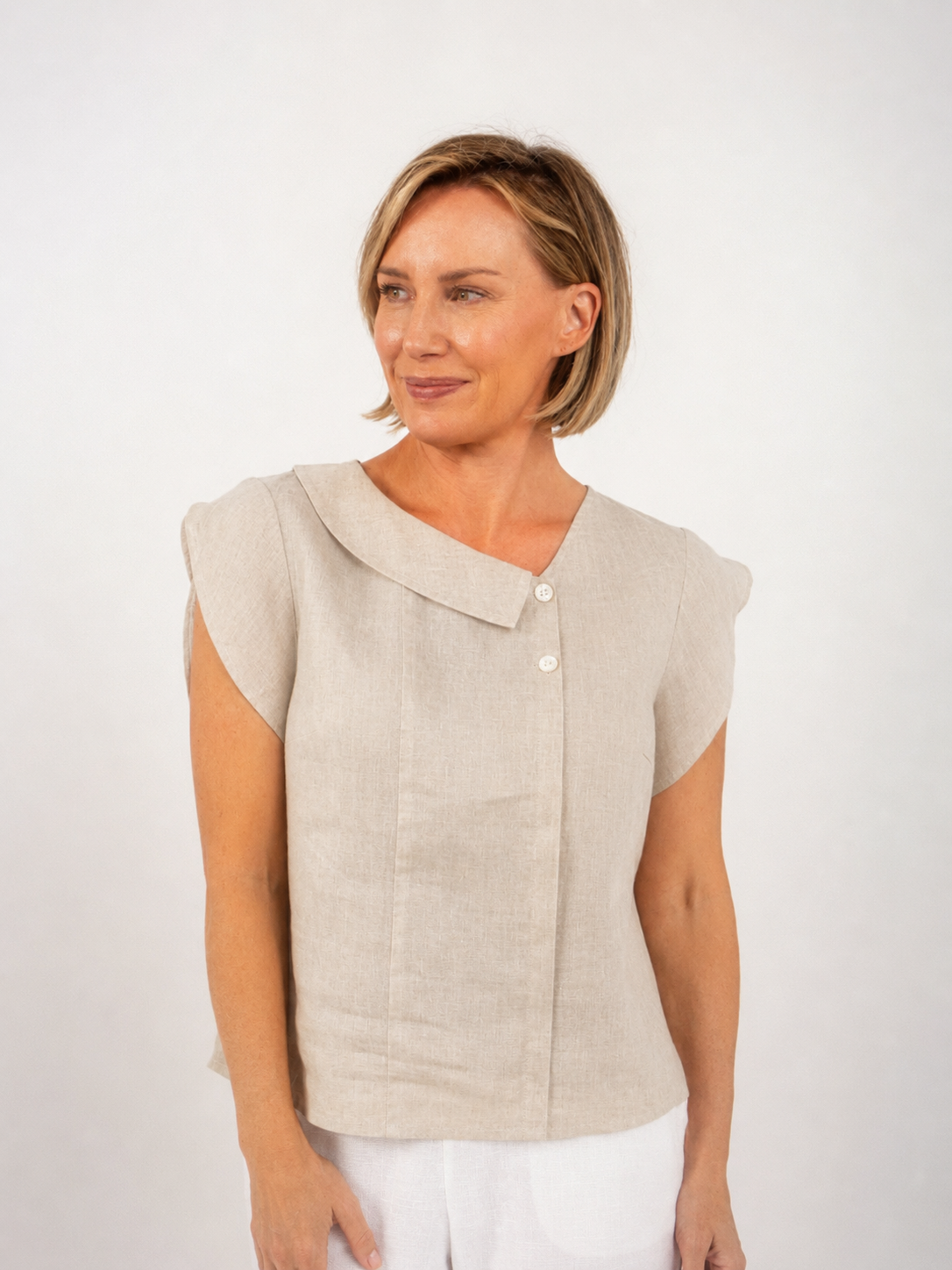 2 Button Cowl Neck Top