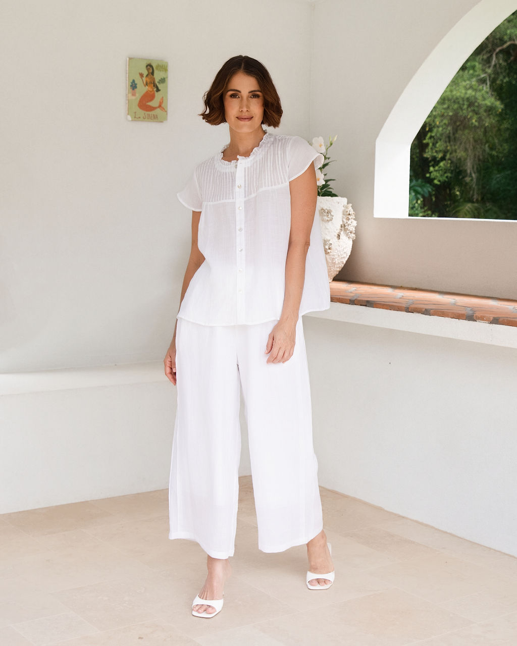 Cap Sleeve Pleat Detail Top