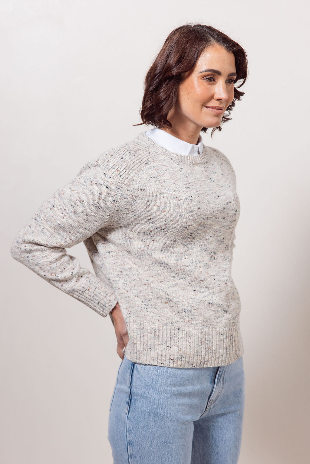 Crew Neck Speckle Sweater