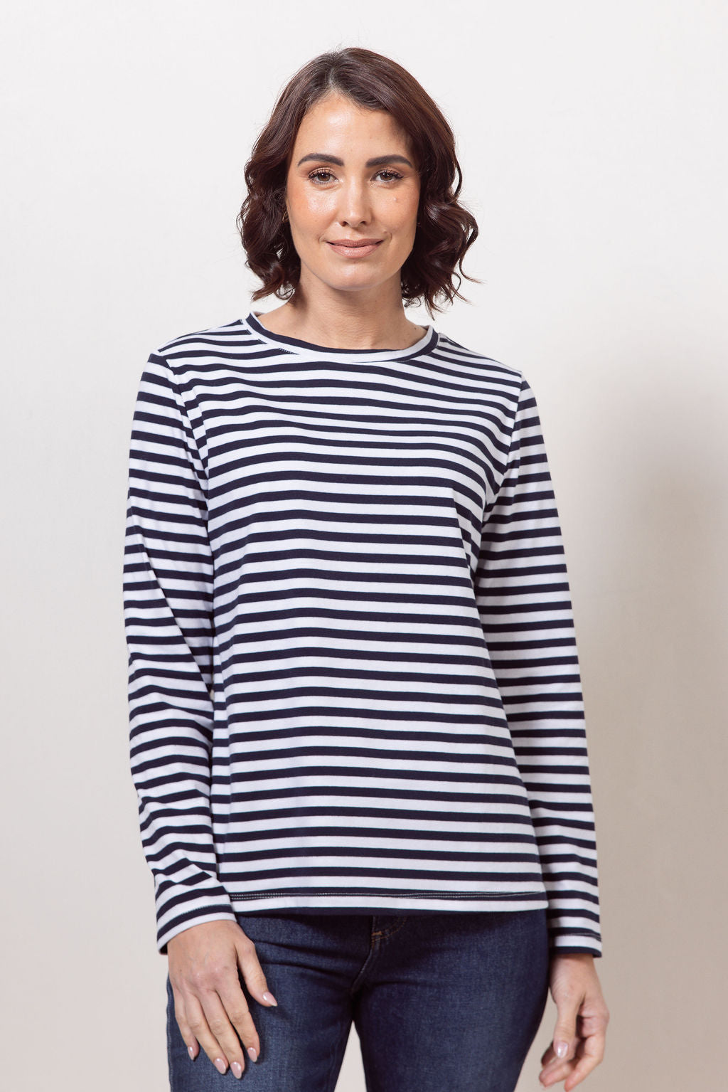 Cotton Jersey Stripe Long Sleeve Top