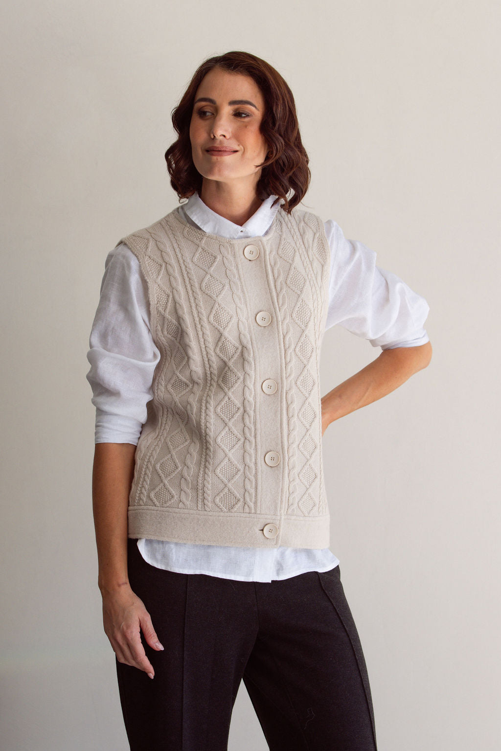 Wool Cable Knit Vest