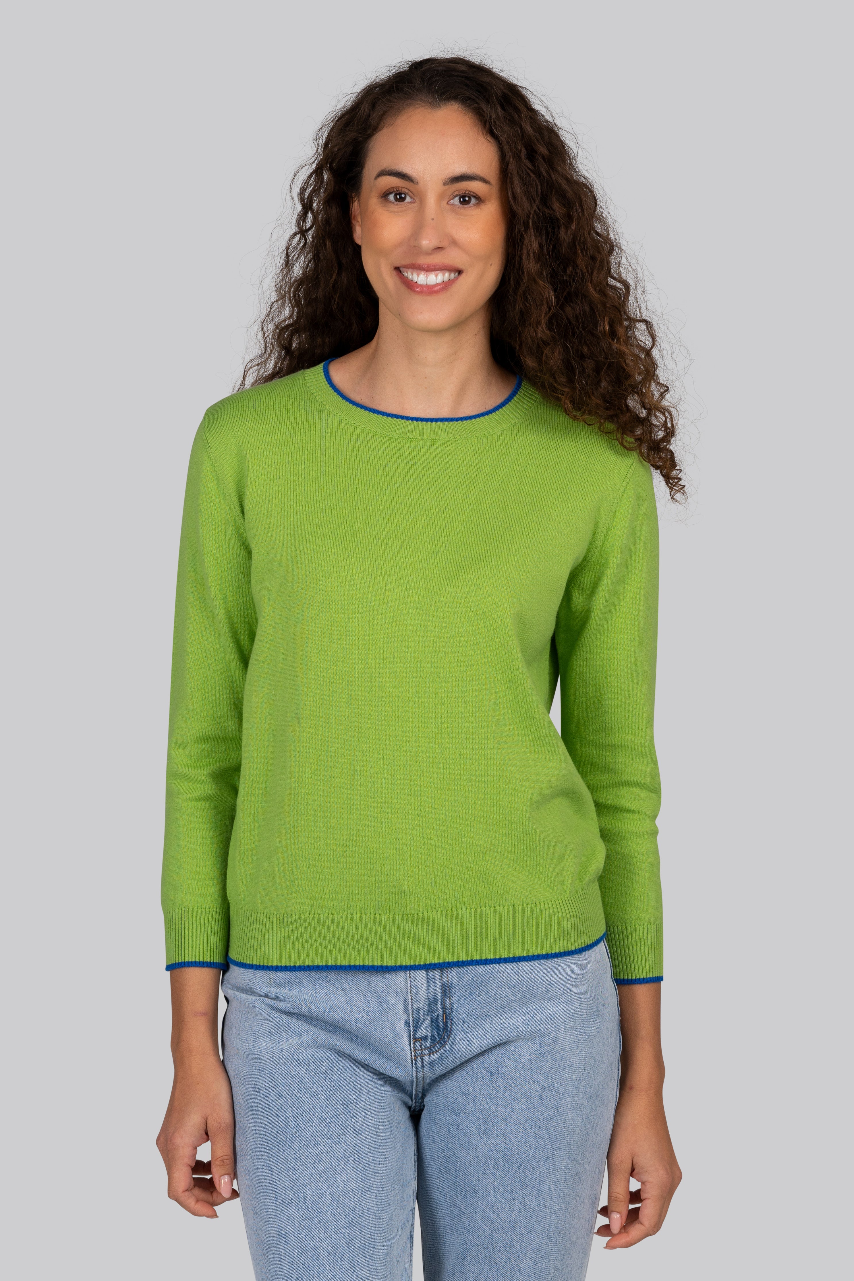 Crew Neck Sweater with Trim