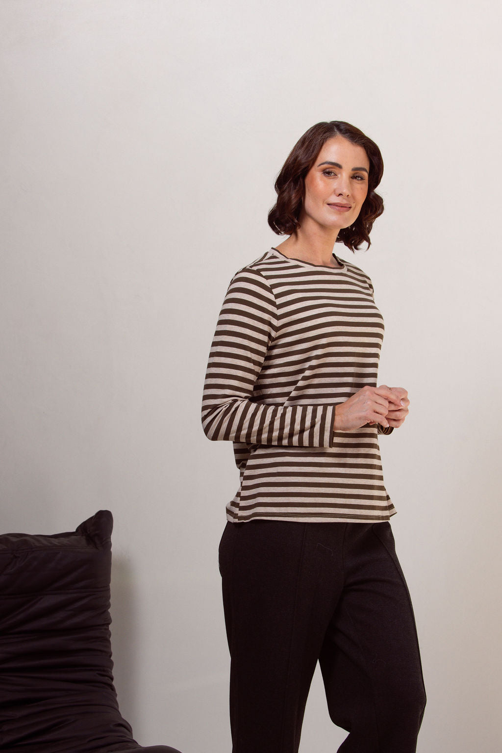 Cotton Jersey Stripe Long Sleeve Top