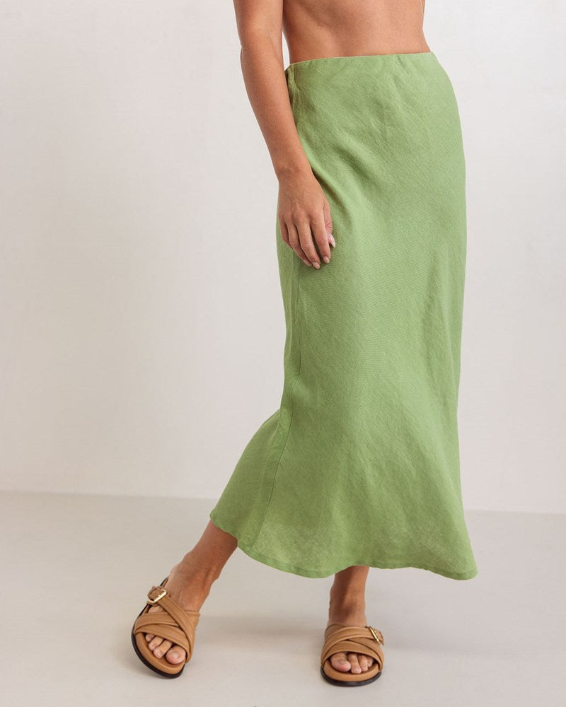 Linen Bias Slip Skirt
