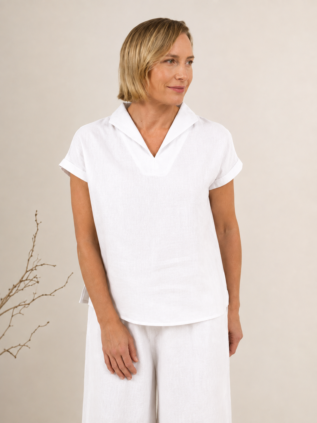 Cap Sleeve Collared Top
