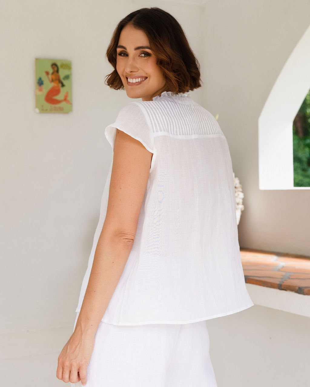 Cap Sleeve Pleat Detail Top
