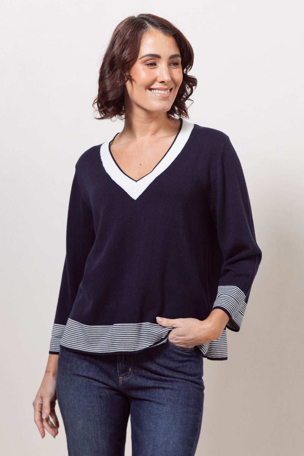 Wool Blend V Neck Sweater