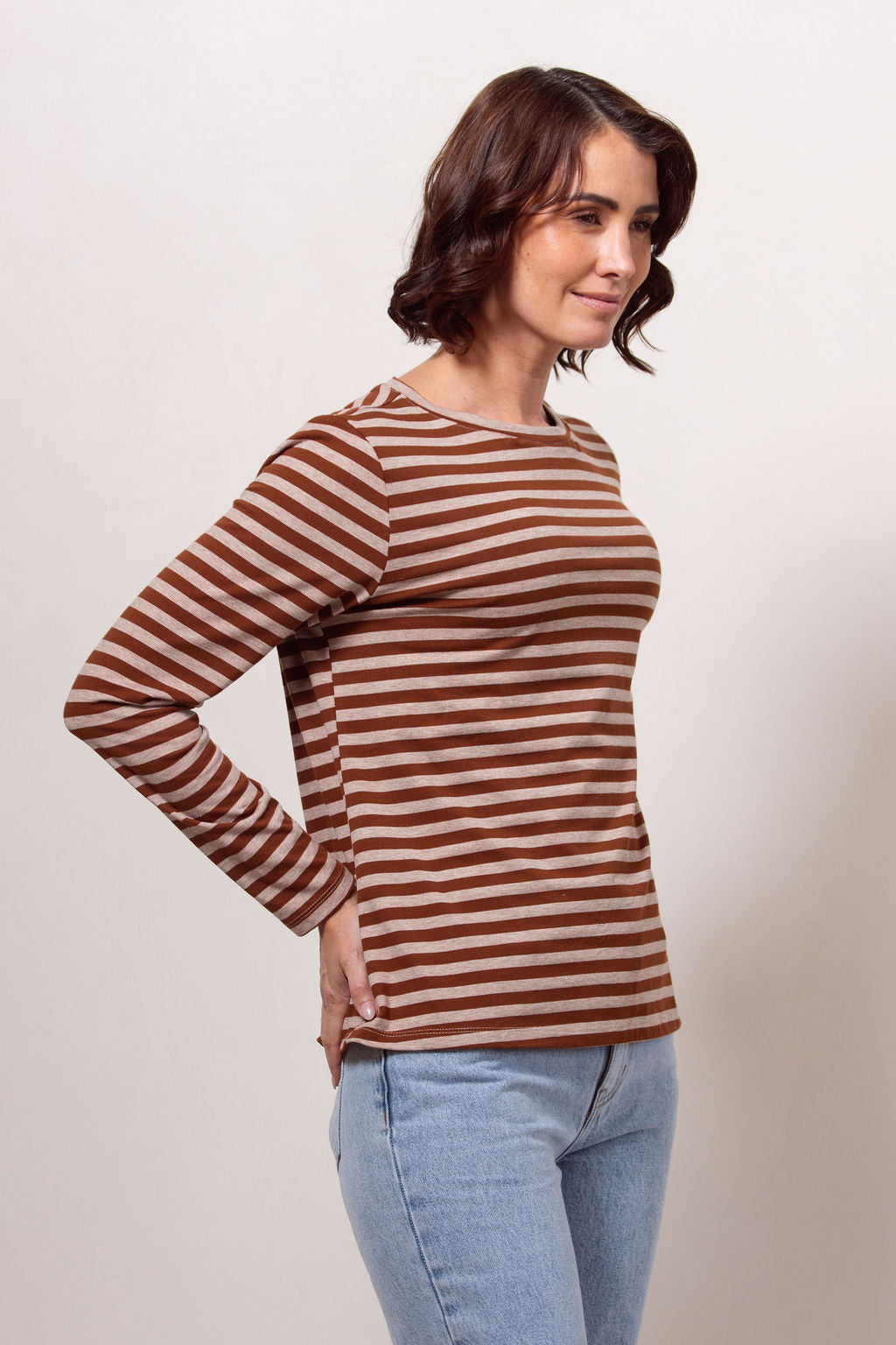 Cotton Jersey Stripe Long Sleeve Top