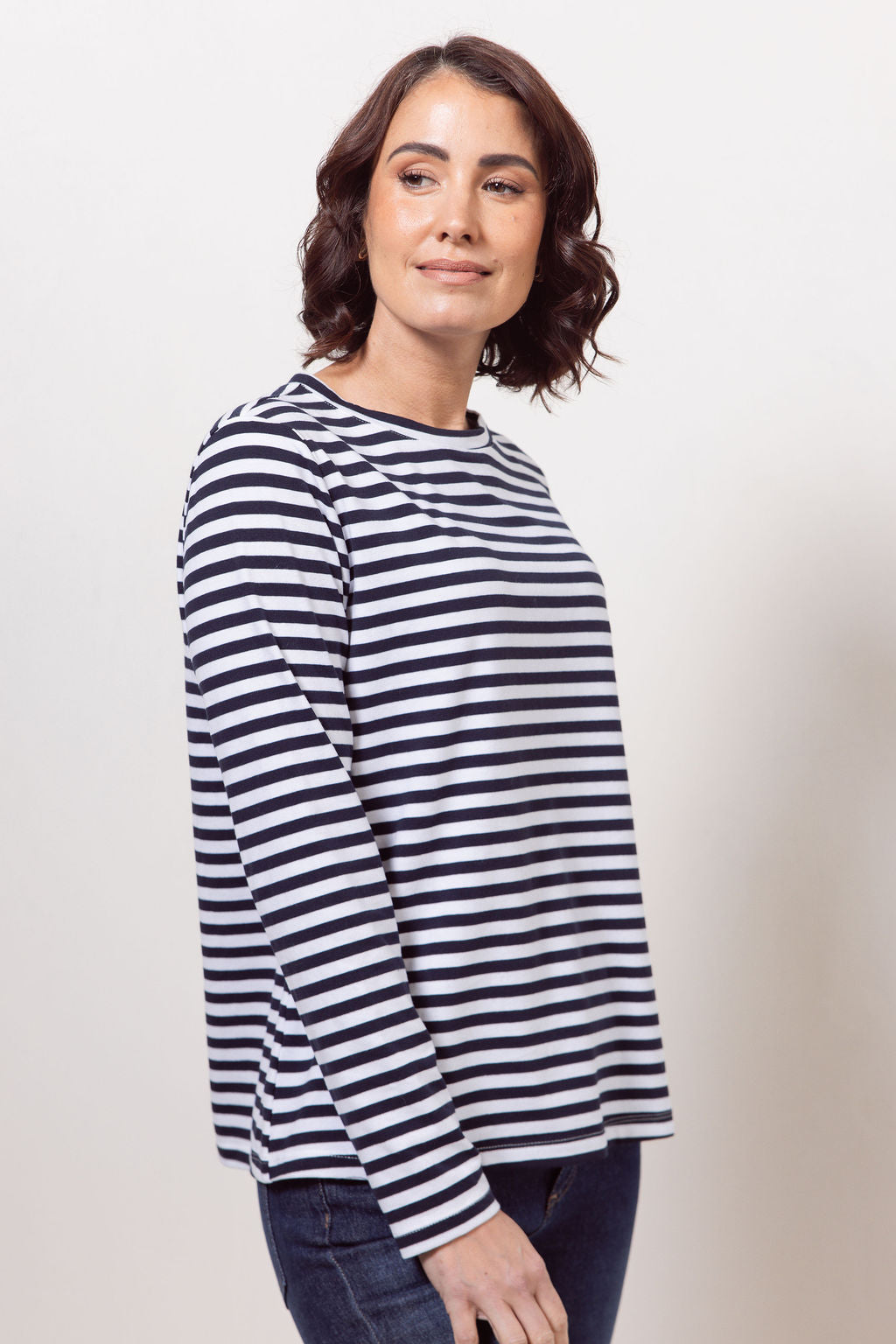 Cotton Jersey Stripe Long Sleeve Top